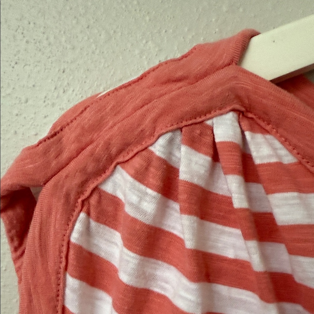 Peach (cool orange) and White Striped Sleeveless Top